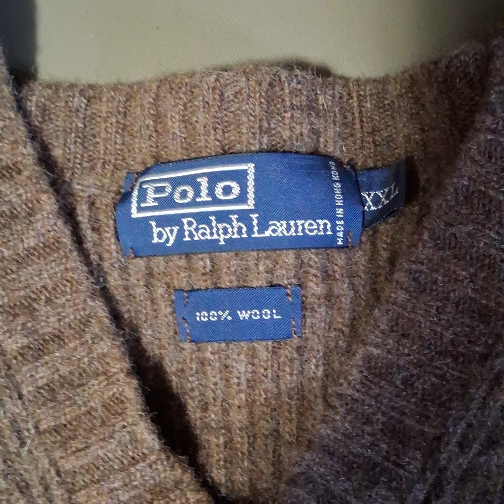 Ralph Lauren Men's V-Neck Sweater in Heathered Brown - Picture 3 of 7